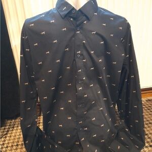 Men's Navy Blue Patterned Shirt